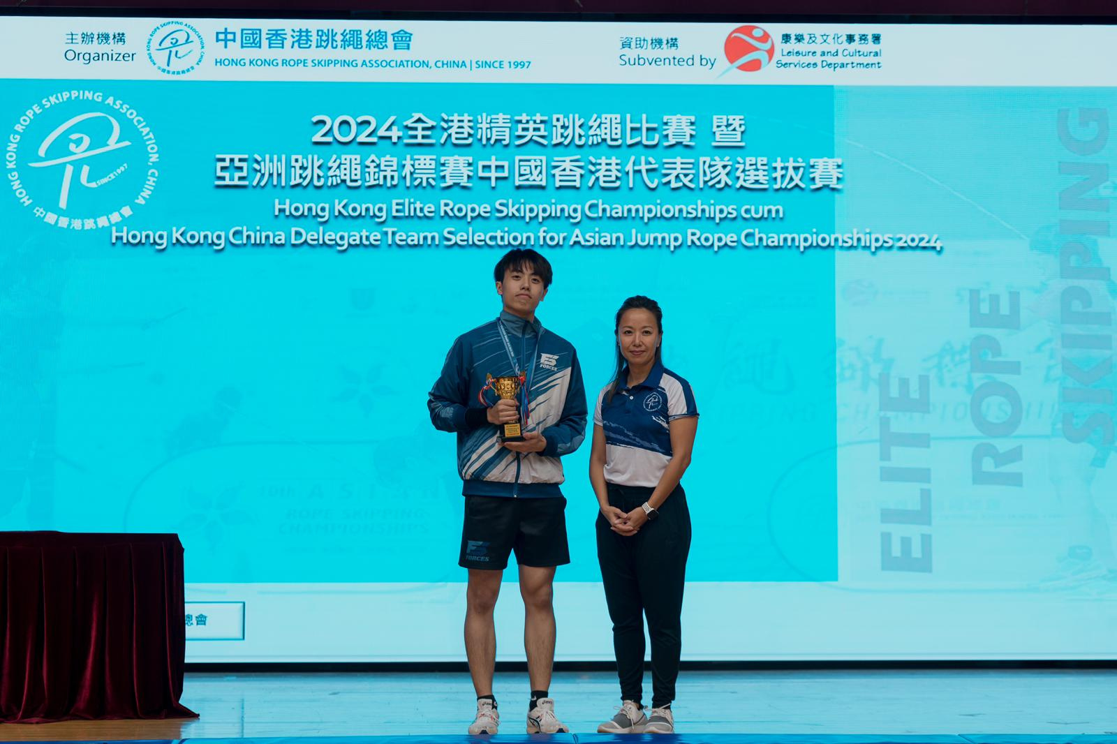 Cheung Wing Lam ranked second in individual overall at Hong Kong Elite Rope Skipping Championships