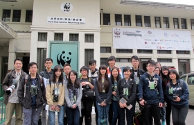 A group photo outside the WWF Mai Po Education Centre.
