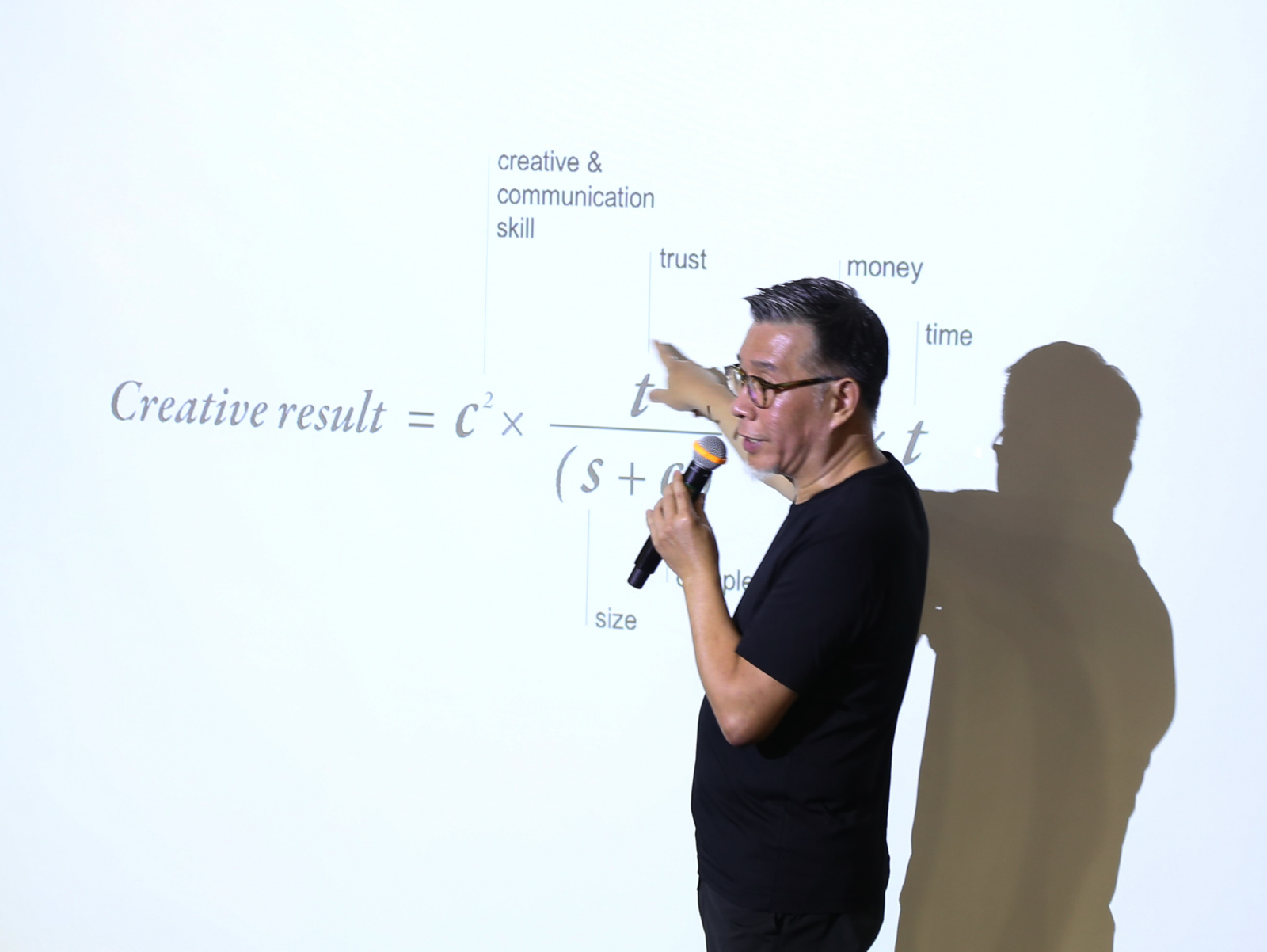 本地著名設計師余志光以「設計方程式」向同學解釋創意需要的條件。