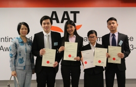 Dr. Elsa Wong, CIE Lecturer (left) and CIE students sharing the joy of the two Awards.